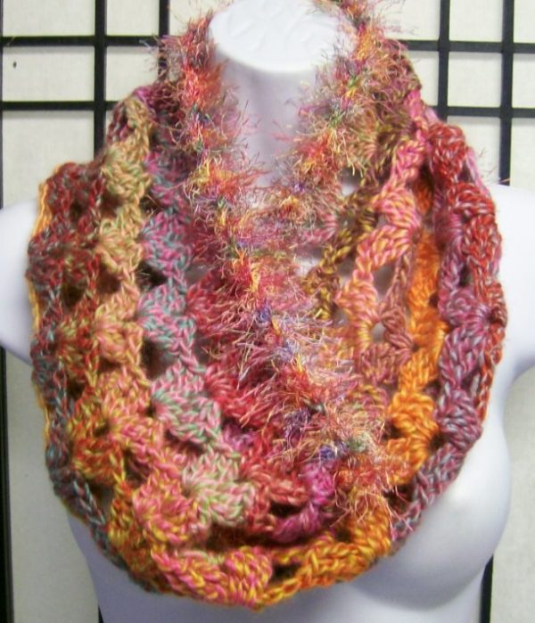 "Abstract" Classy Paris Pomp Cowl with Fur Edge by Shawlmaker.com
